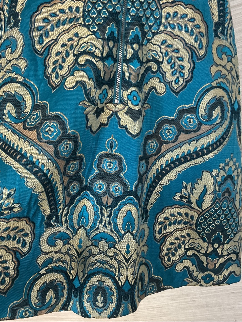 Alice + Olivia Natalee Brocade A Line Sleeveless Mini Dress Turquoise Sz 0 - Picture 13 of 14